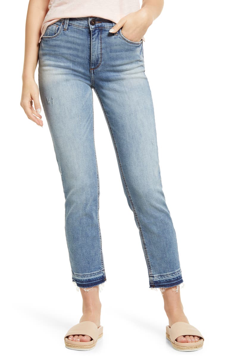 Whetherly Brandon High Waist Release Hem Ankle Straight Leg Jeans, Main, color, 