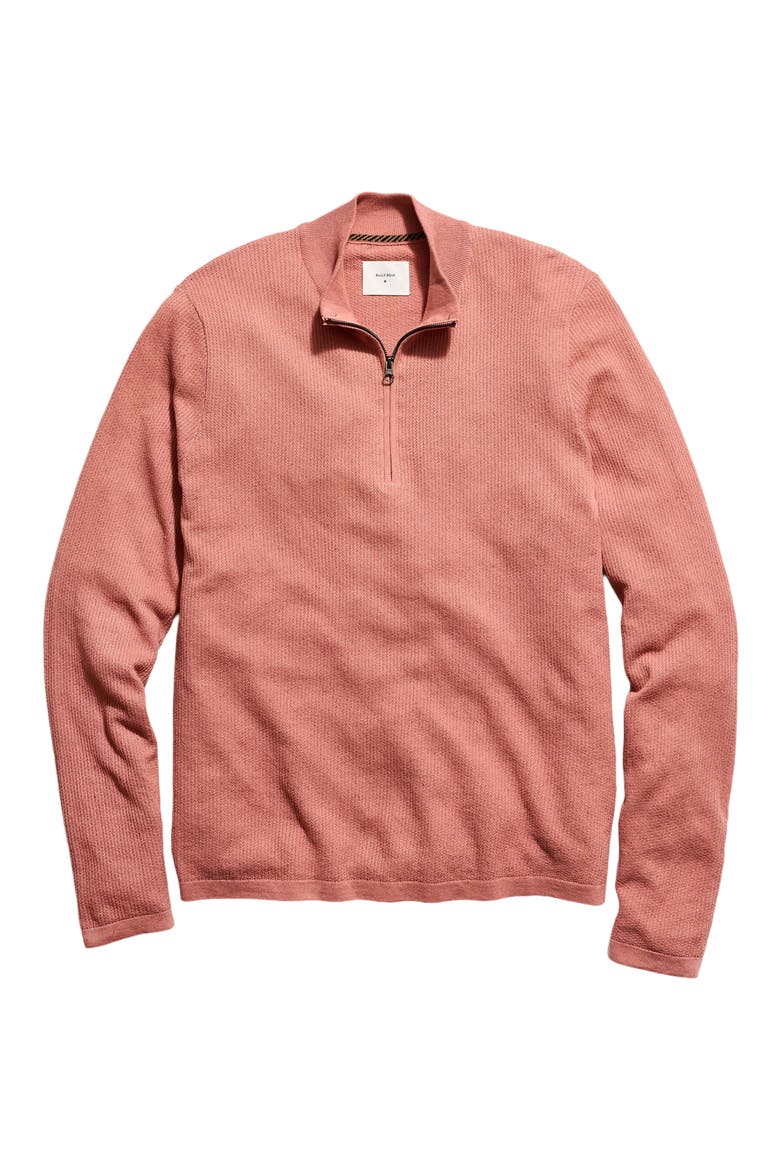 Fine Guage Texture Cotton Blend Quarter Zip Sweater, Alternate, color, SALMON