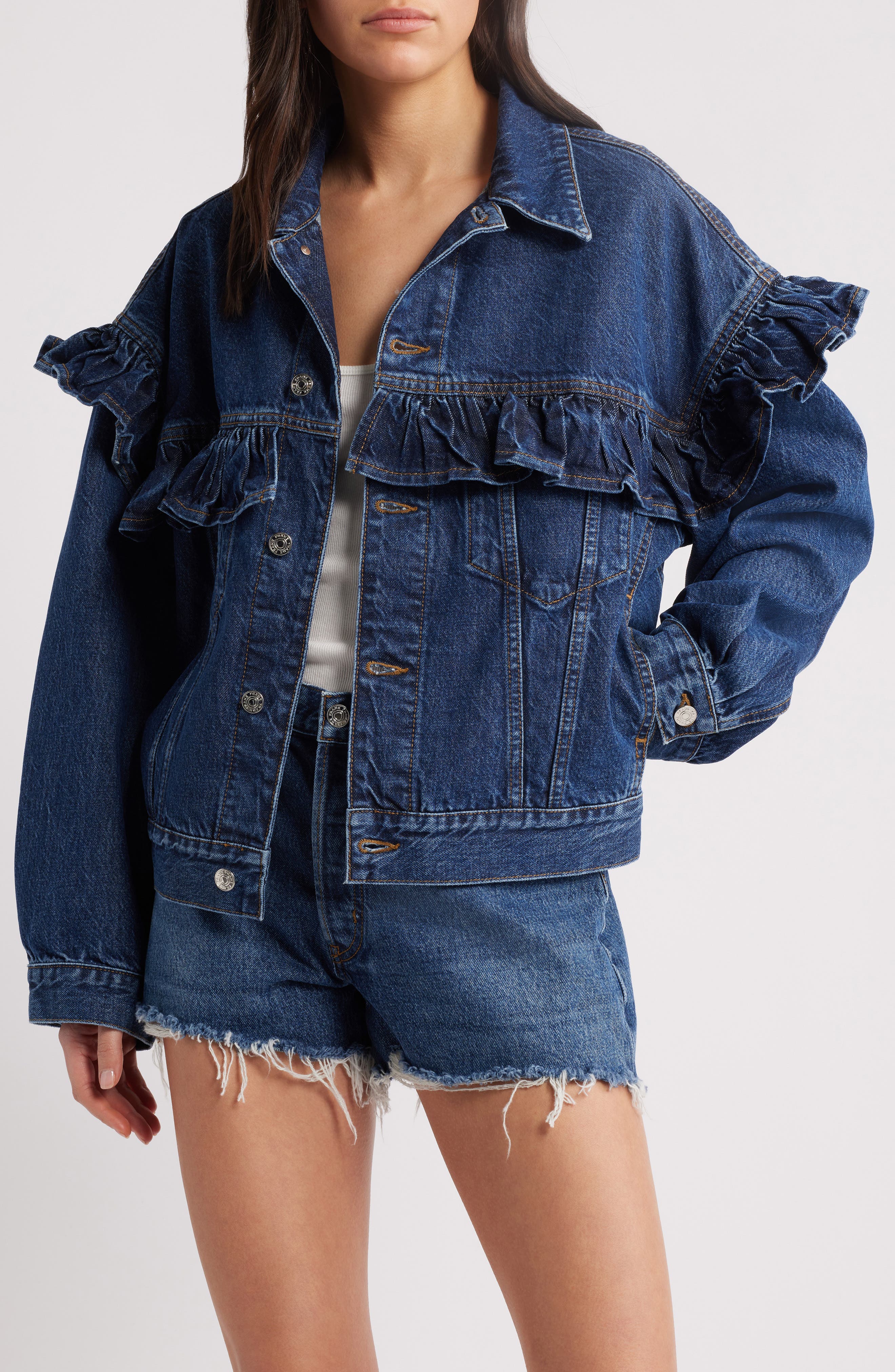 FRAME The Ruffle Denim Jacket