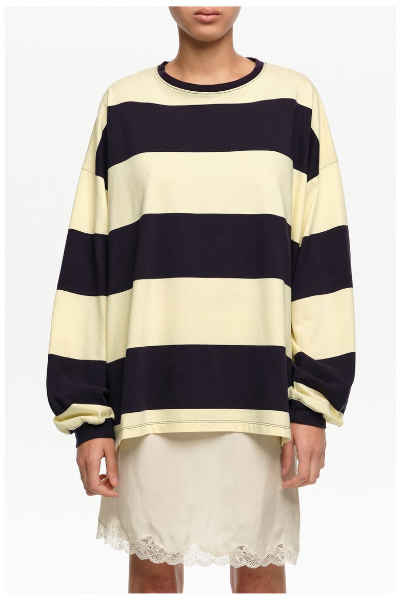 Loose-fit striped T-shirt., Main, color, NAVY