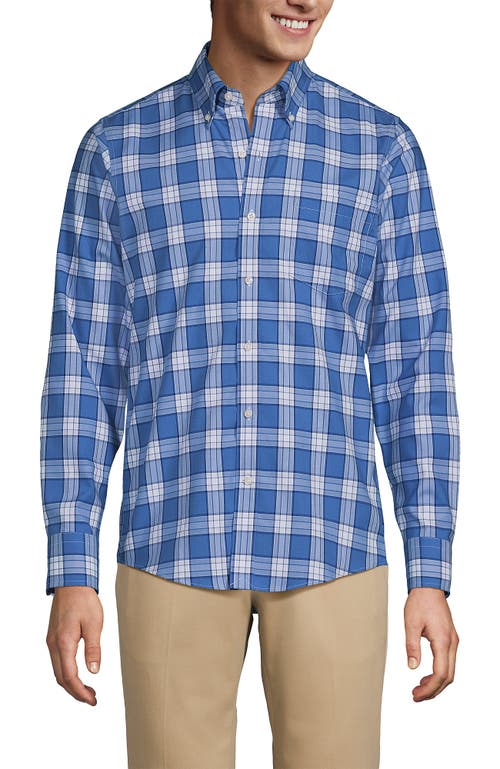 Lands' End Traditional Fit No Iron Twill Shirt In Mariner Blue Plaid