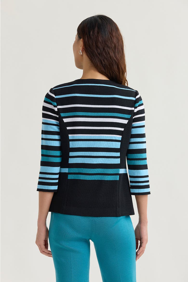 Heritage Striped Intarsia Knit Jacket, Alternate, color, Serene/Nebula/White/Black