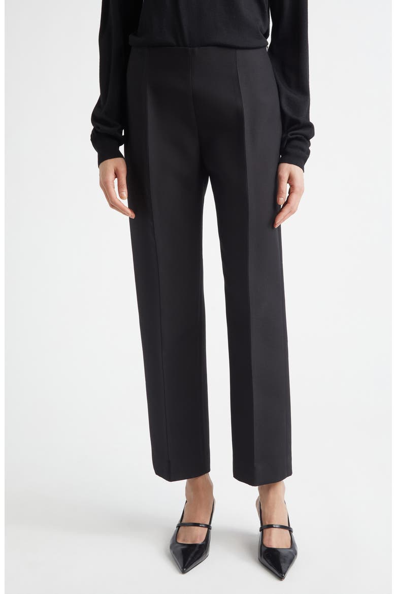 Slim Wool & Silk Evening Trousers, Main, color, BLACK