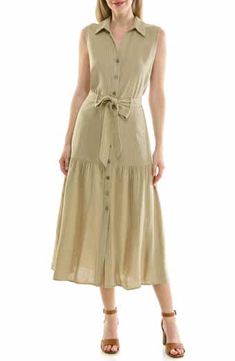 Stripe Sleeveless Midi Shirtdress