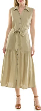Nicole Miller Stripe Sleeveless Midi Shirtdress