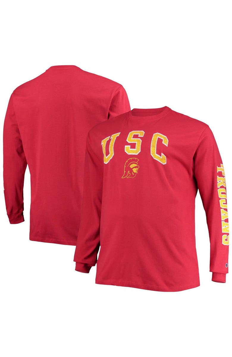Champion Men's Champion Cardinal USC Trojans Big & Tall 2-Hit Long Sleeve T-Shirt, Alternate, color, Cardinal