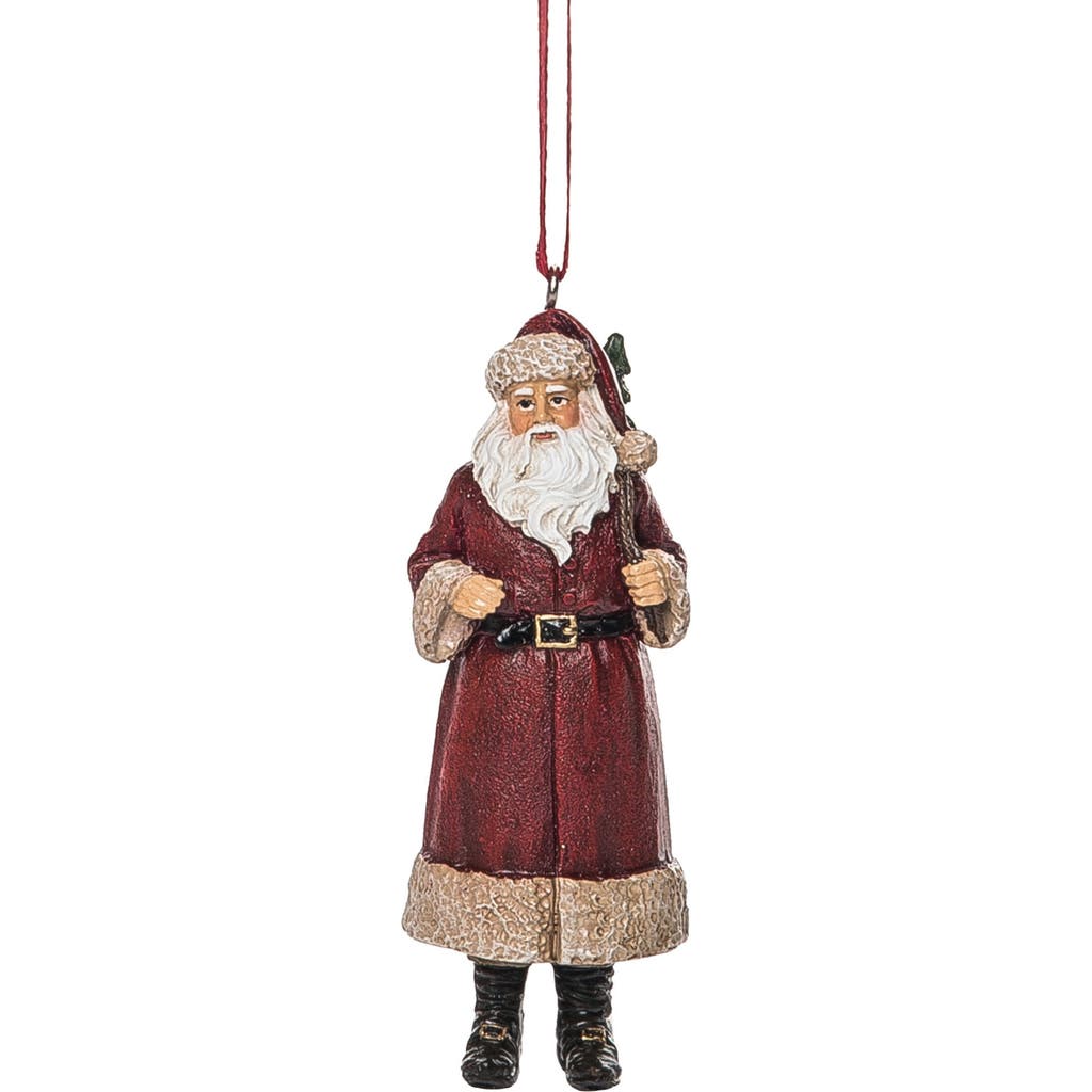 Transpac Red Coat Santa Ornament In Multi