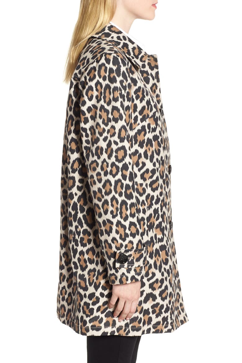 leopard print water repellent coat, Alternate, color, CARAMEL LEOPARD