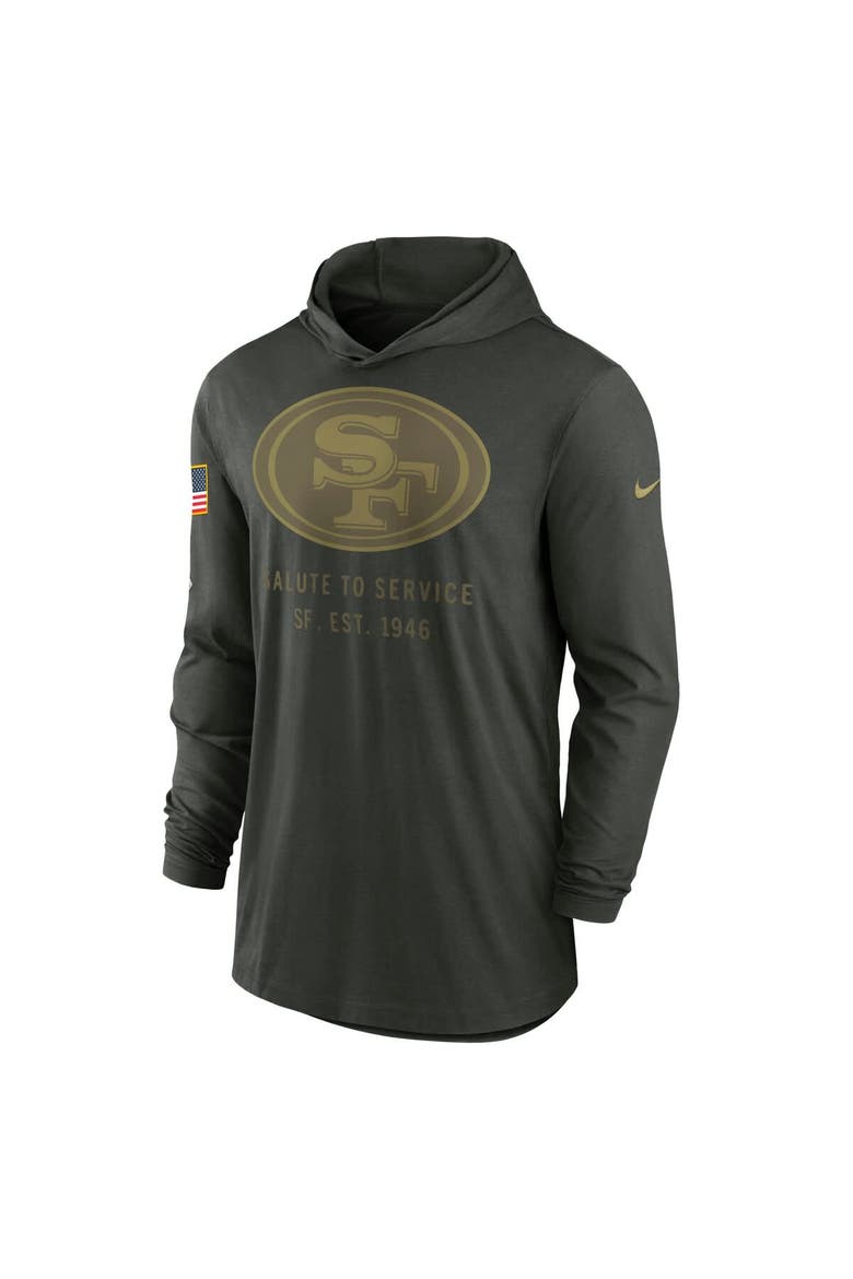 Men's Nike Forest Green San Francisco 49ers 2025 Salute to Service Sideline Dri-FIT Lightweight Hooded Pullover, Alternate, color, Forest Green
