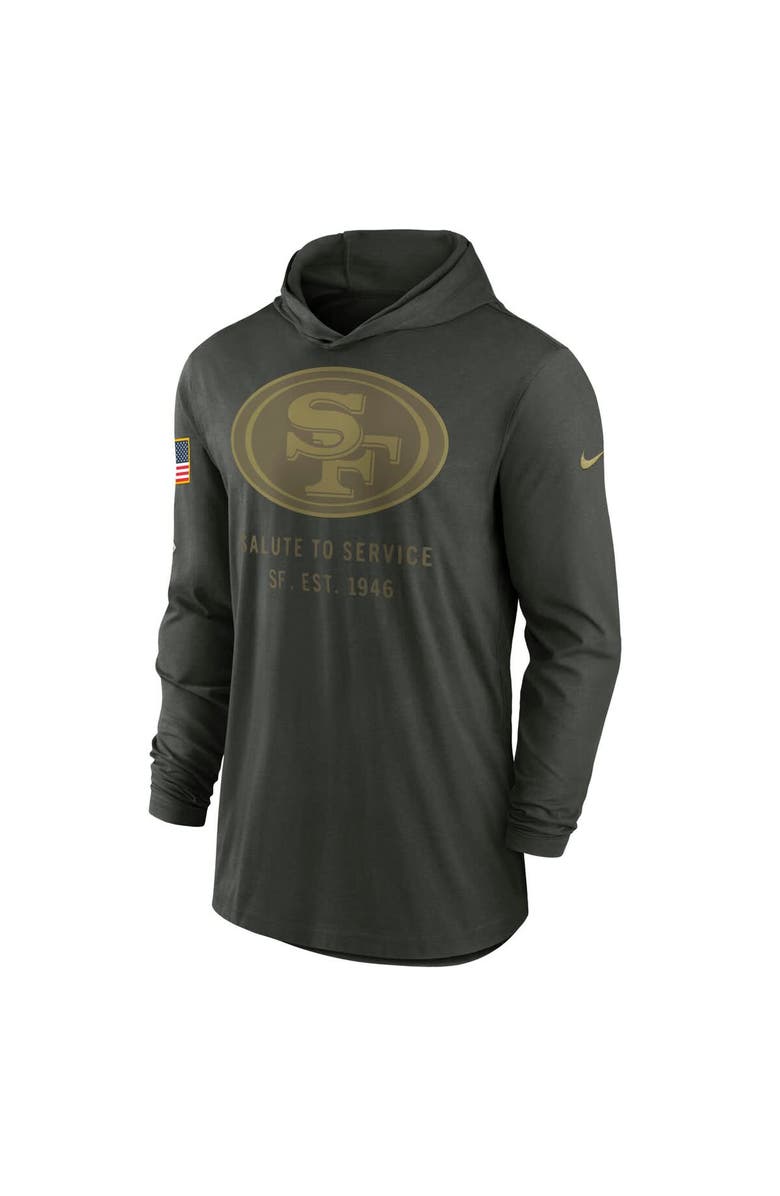 Nike Men's Nike Forest Green San Francisco 49ers 2025 Salute to Service Sideline Dri-FIT Lightweight Hooded Pullover, Alternate, color, Forest Green