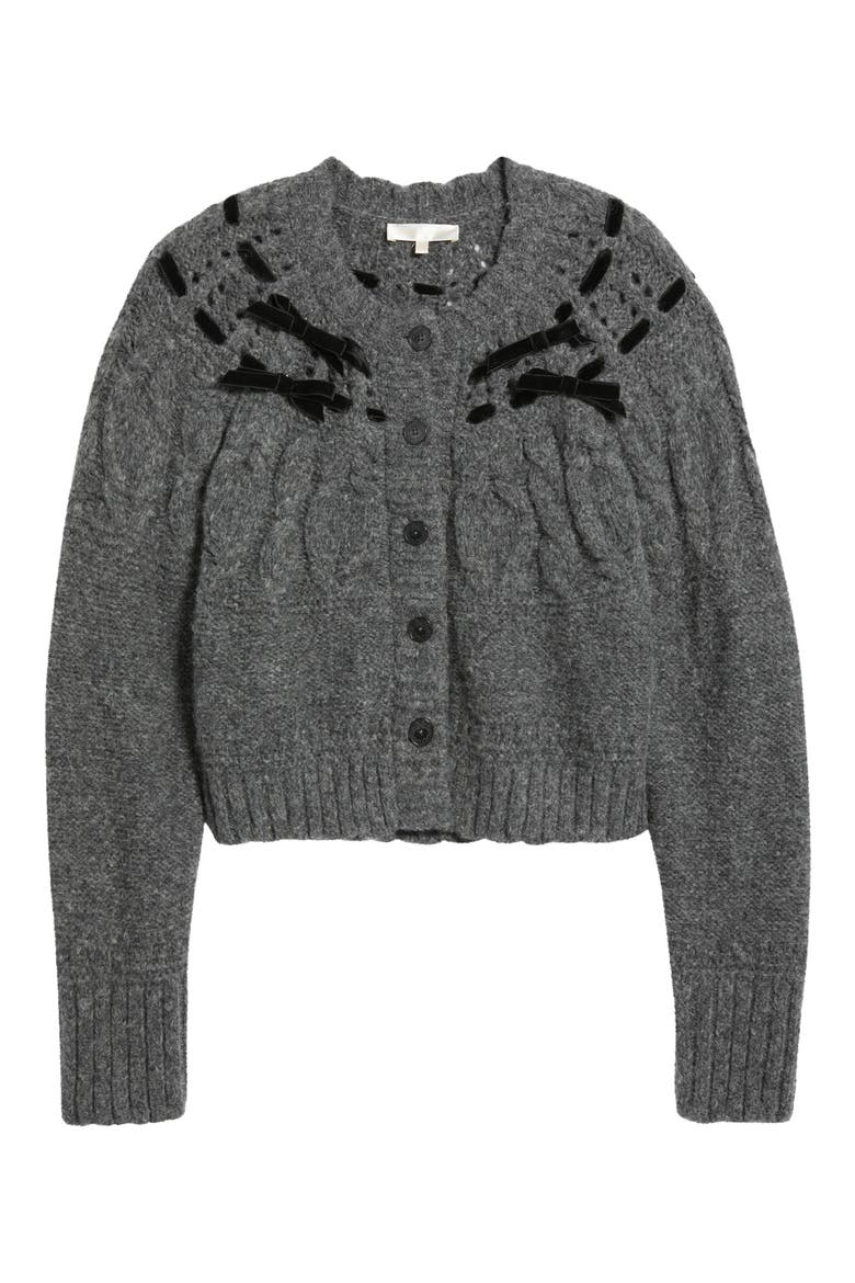 Clementian Alpaca & Wool Blend Cardigan, Alternate, color, DARK GREY MELANGE