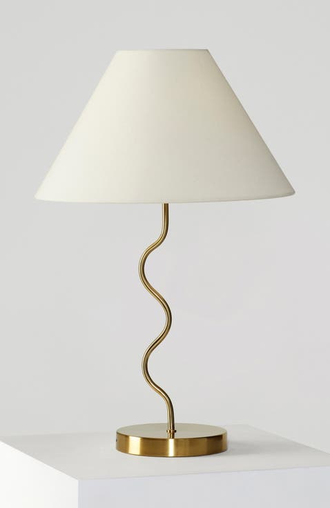 Squiggle 22" LED Table Lamp with Twisting Base and Ivory Empire Shade