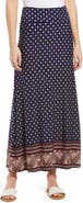 Loveappella Border Print Roll Top Maxi Skirt