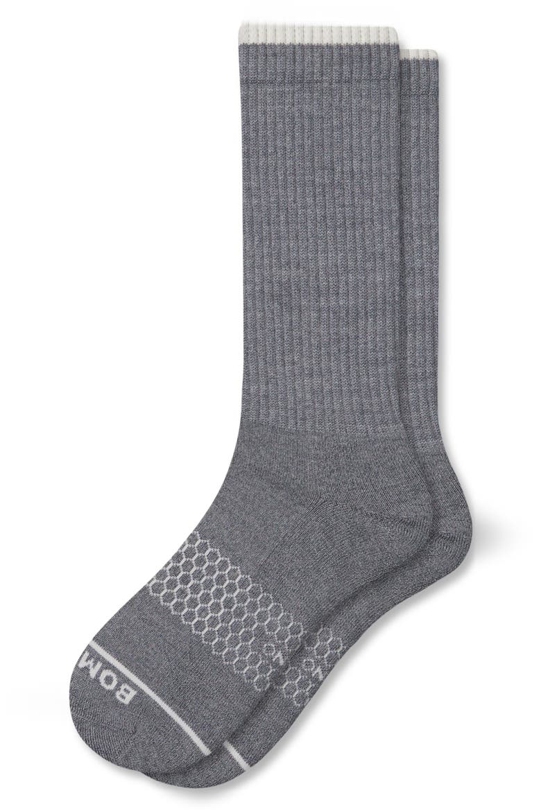 Merino Wool Blend Calf Socks, Main, color, STORM GREY HEATHER
