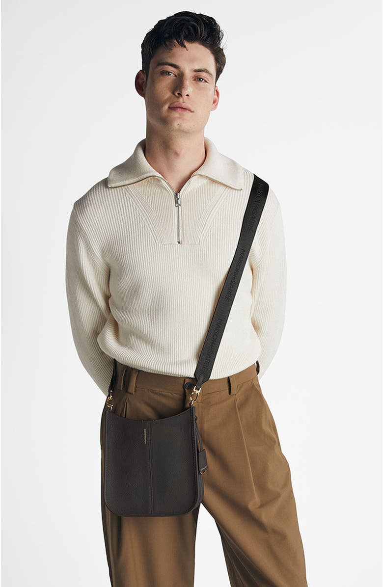 MAISON de SABRÉ Leather Saddle Bag, Alternate, color, Black Caviar