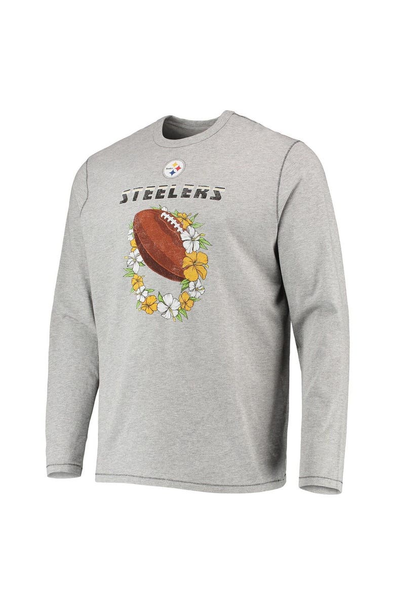 Tommy Bahama Men's Tommy Bahama Heathered Gray Pittsburgh Steelers Sport Lei Pass Long Sleeve T-Shirt, Alternate, color, 
