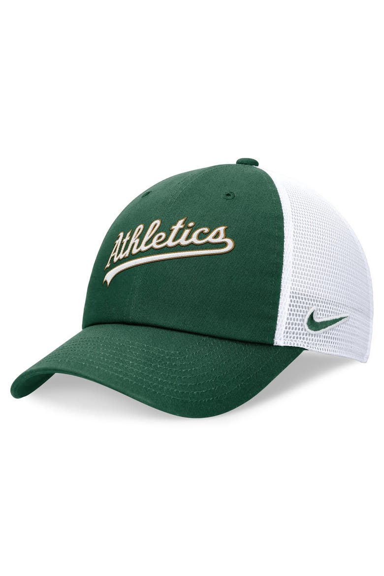 Men's Nike Green Oakland Athletics Evergreen Wordmark Trucker Adjustable Hat, Main, color, Green