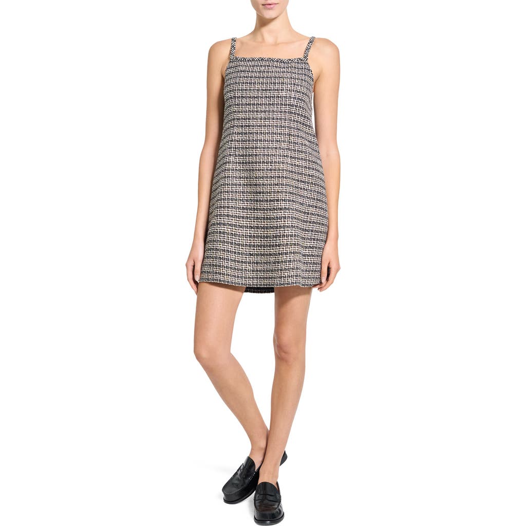 Theory Plaid Sleeveless Mini Dress In Gray