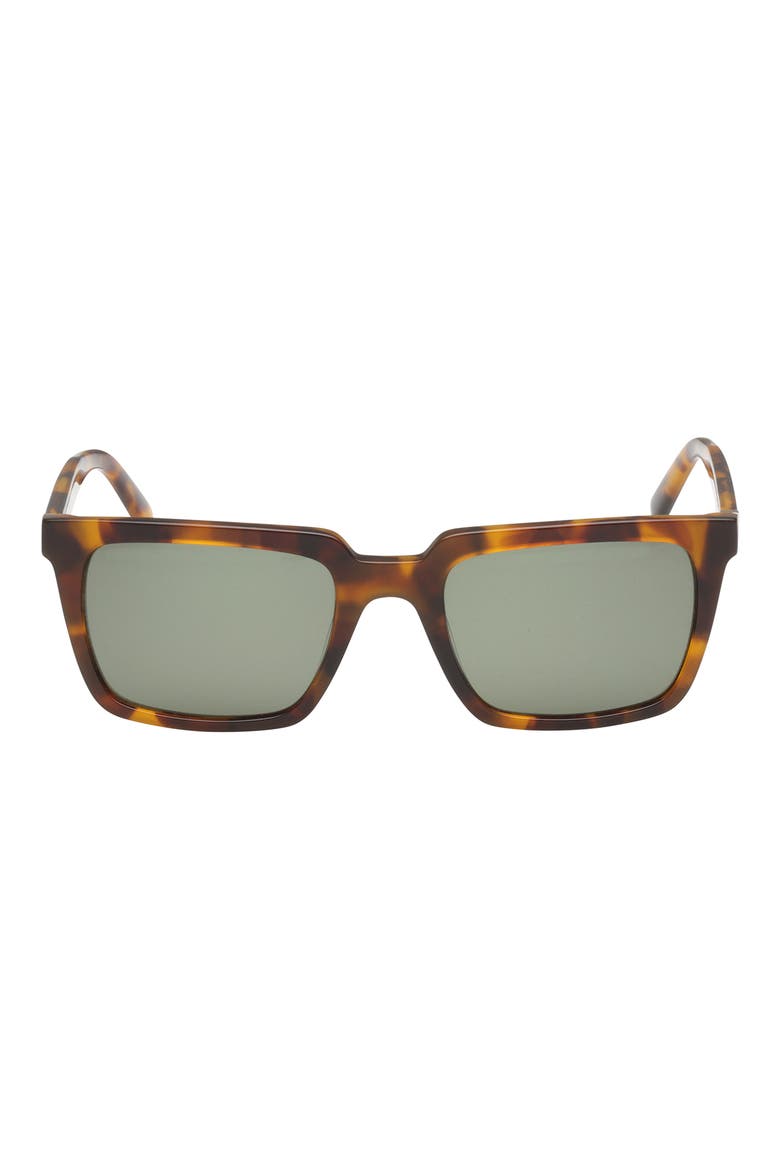 52mm Rectangular Sunglasses, Main, color, DARK HAVANA / GREEN LENS