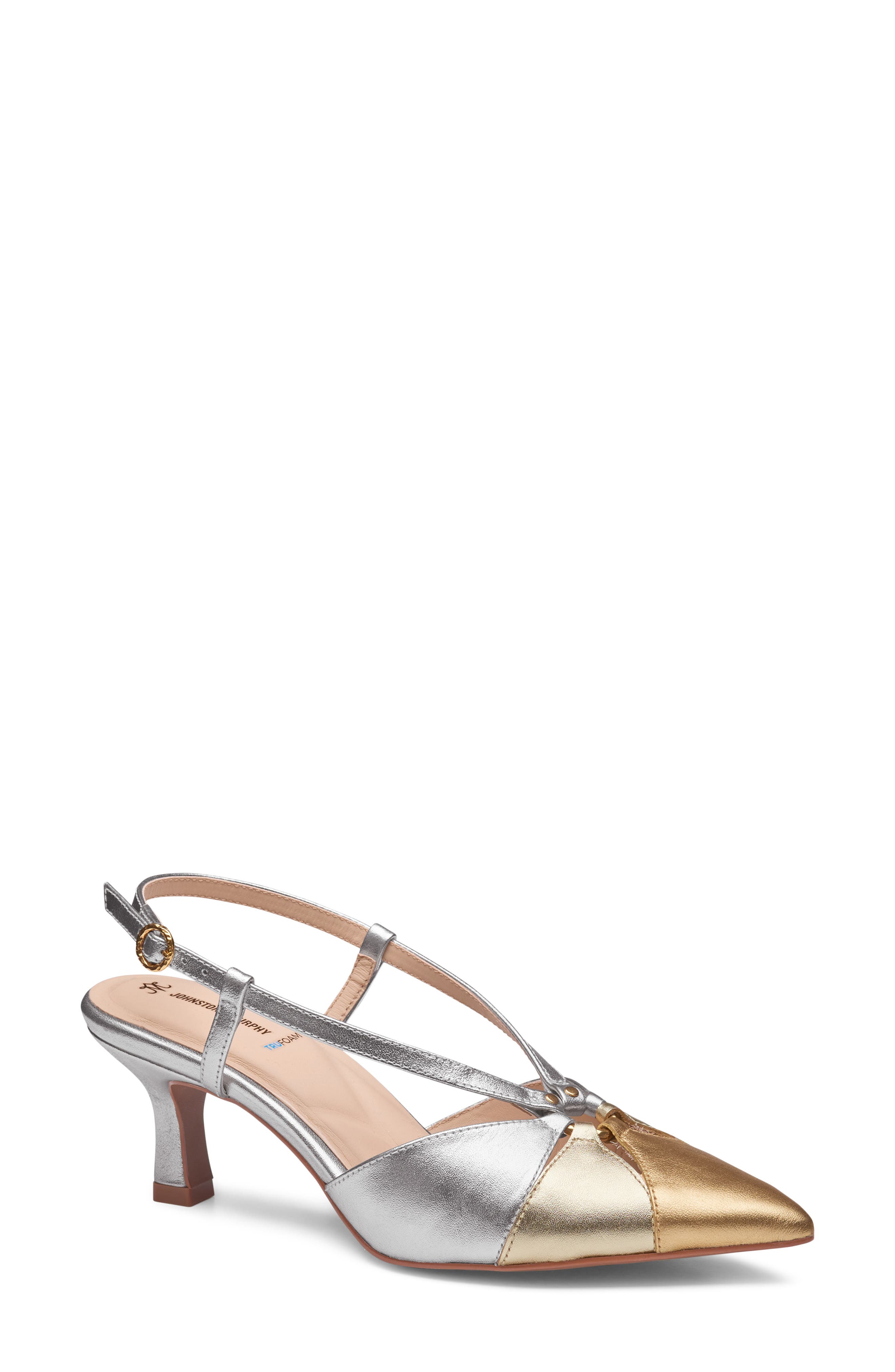 Johnston & Murphy Lindsey Ring Slingback Pump, Main, color, Gold Multi Metallic Sheepskin