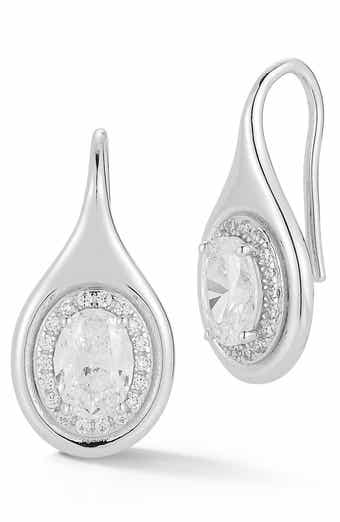 Cubic Zirconia Oval Drop Earrings
