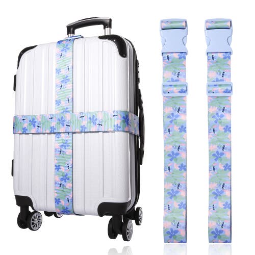 Disney Stitch Tropical 2-piece Luggage Strap Set In Blue