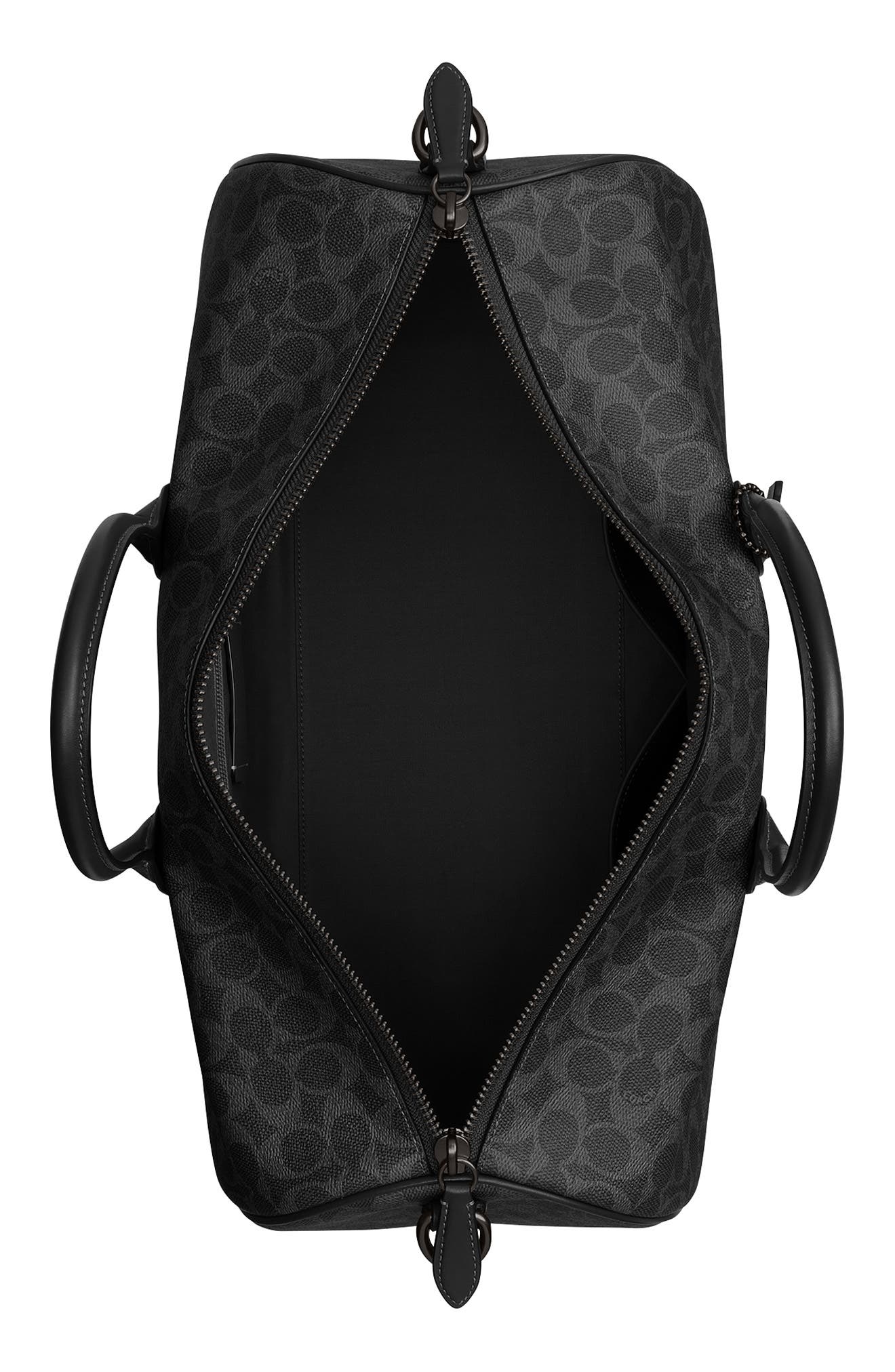 COACH Compass Signature 45 Coated Canvas Duffle Bag, Alternate, color, Black Signature