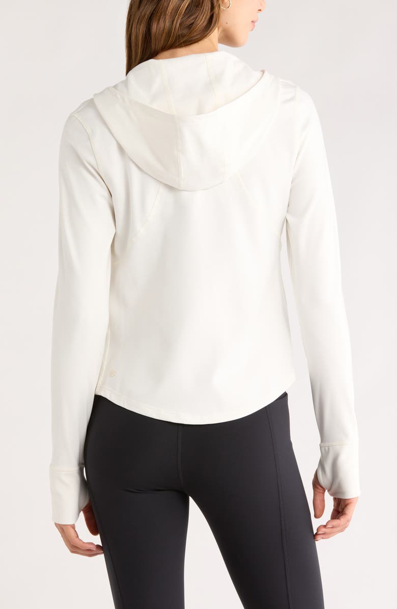 Zella Cozy Tech Zip Hooded Jacket, Alternate, color, Ivory Egret