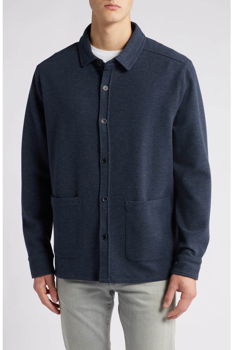 Dugald Mélange Knit Button-Up Overshirt, Alternate, color, BLUE