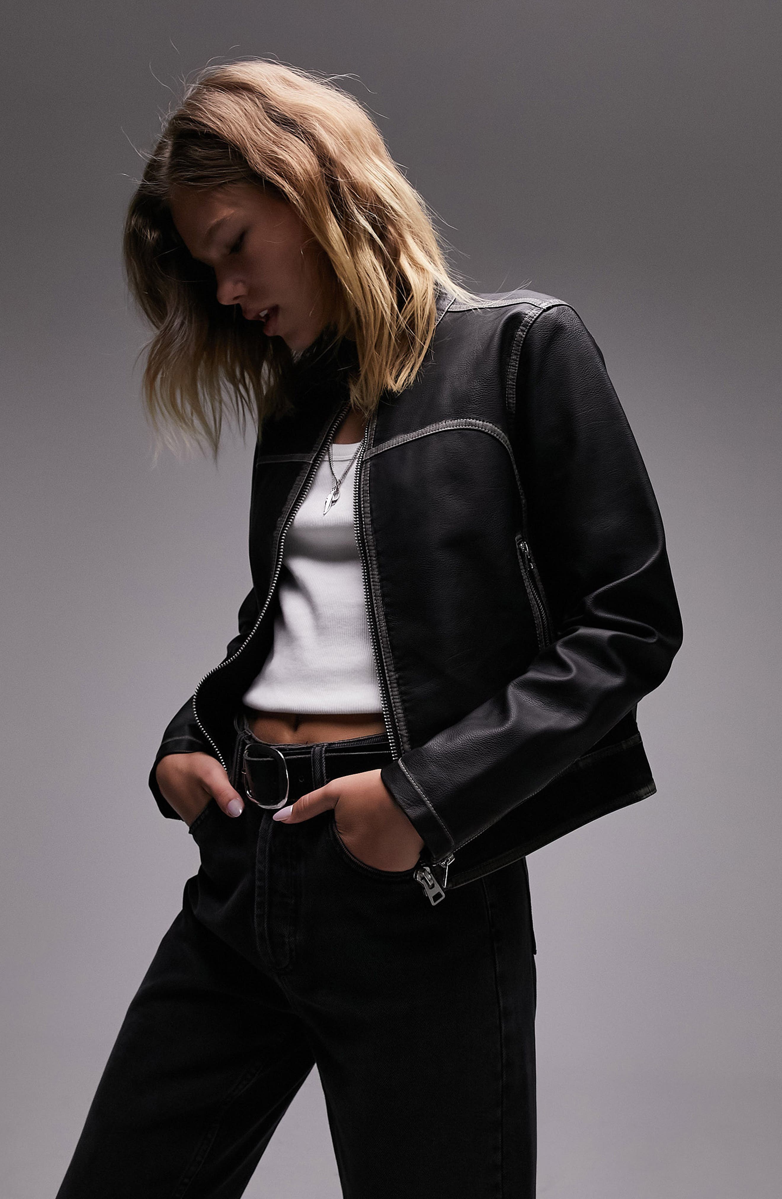 Topshop Faux Leather Jacket