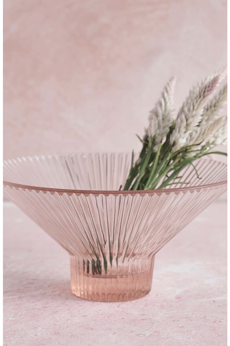 Pressed Pink Glass Low Bowl, Alternate, color, Clear