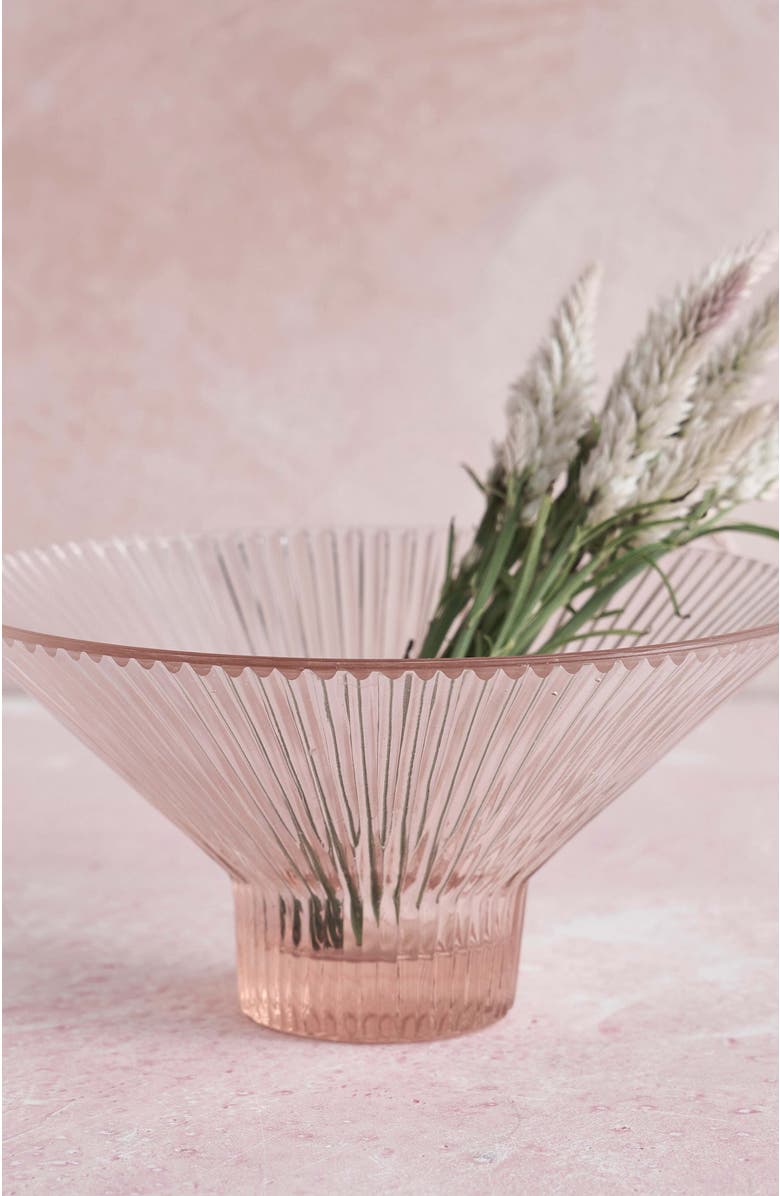 The Collective Home Pressed Pink Glass Low Bowl, Alternate, color, Clear