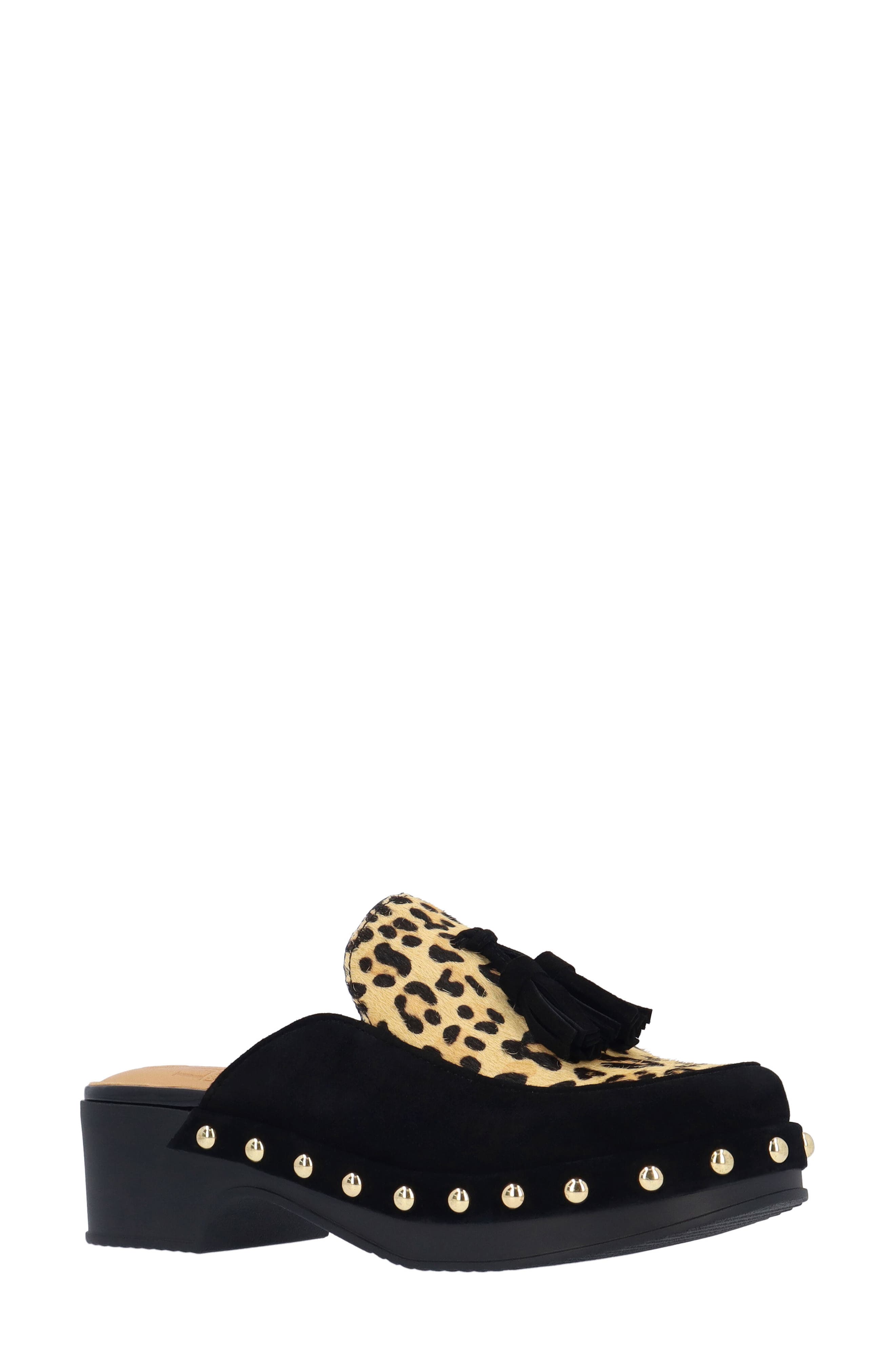 L'Amour des Pieds Gracen Tassel Clog, Main, color, Black/ Brown