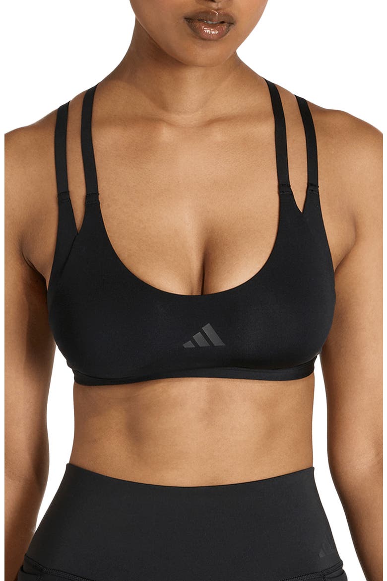 Double Strap Low Impact Sports Bra, Main, color, BLACK
