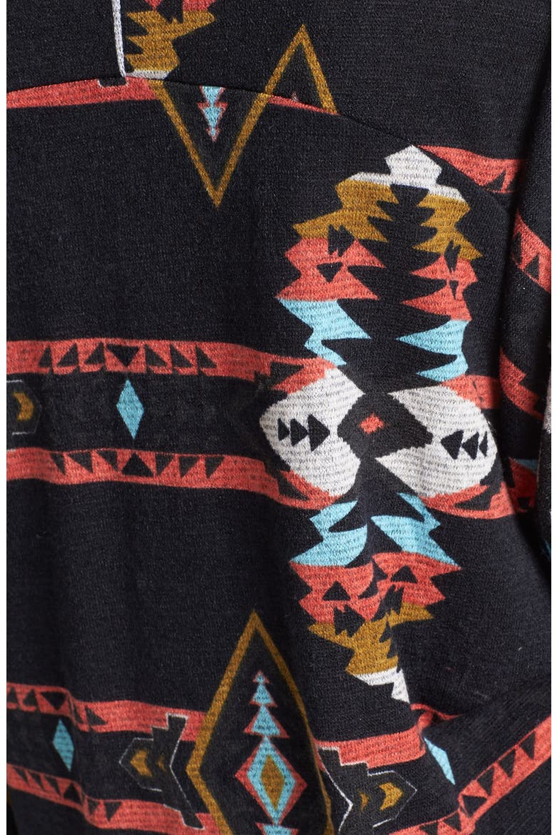 Open Front Patterned Cardigan, Alternate, color, BLACK/ AZTEC PRINT
