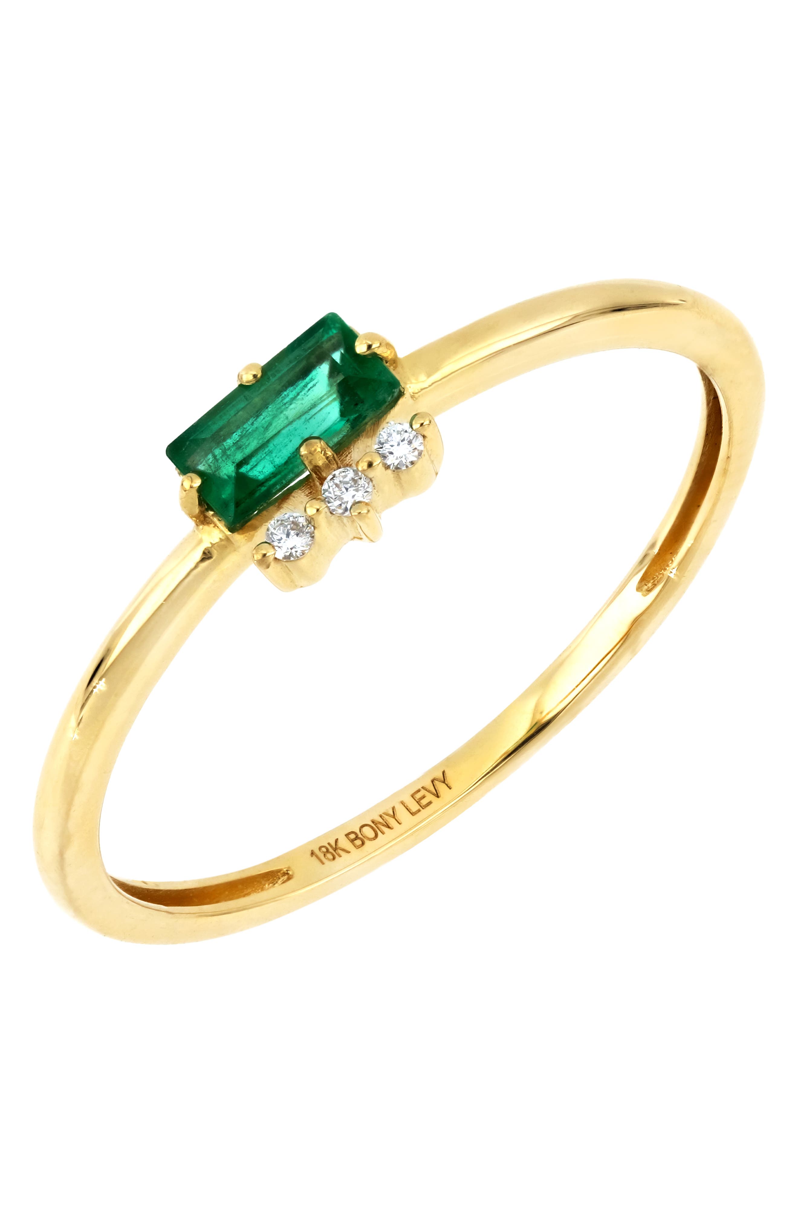 Bony Levy El Mar Baguette Emerald & Diamond Ring (Nordstrom Exclusive)