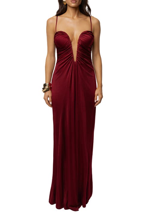 Auric Deep Plunge Maxi Dress