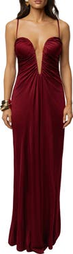 JLUXLABEL Auric Deep Plunge Maxi Dress