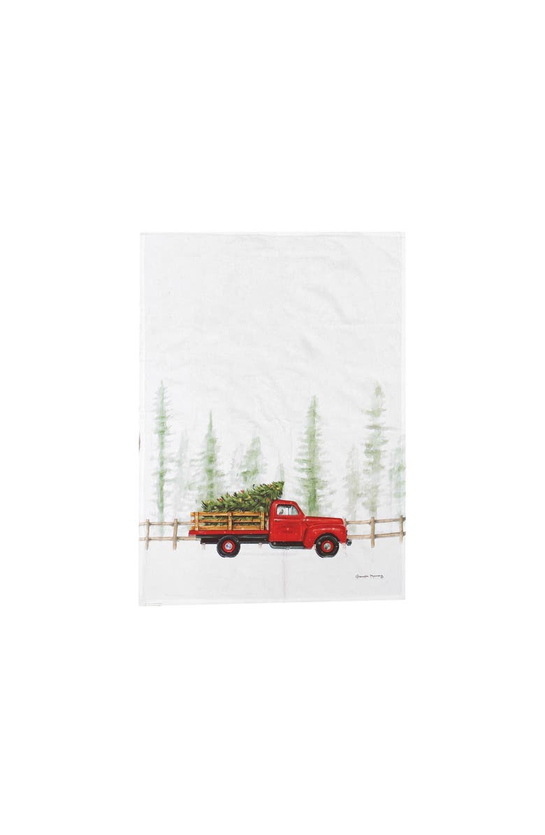 C&F Home Holiday Truck Cruiser Printed Flour Sack Kitchen Towel Dishtowel, Main, color, White