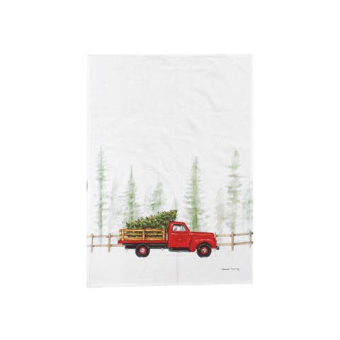 Holiday Truck Cruiser Printed Flour Sack Kitchen Towel Dishtowel