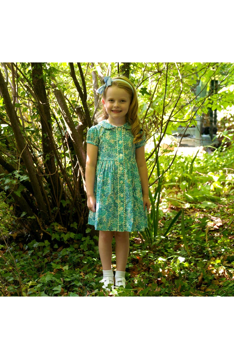 Rachel Riley Floral Button-Front Dress, Alternate, color, Blue