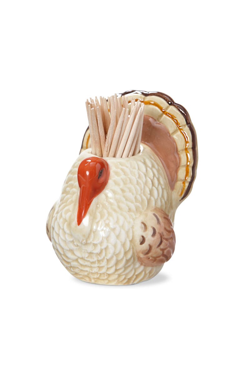 tag Turkey Toothpick Holder Set Ceramic Kitchen Accessory, Main, color, Brown