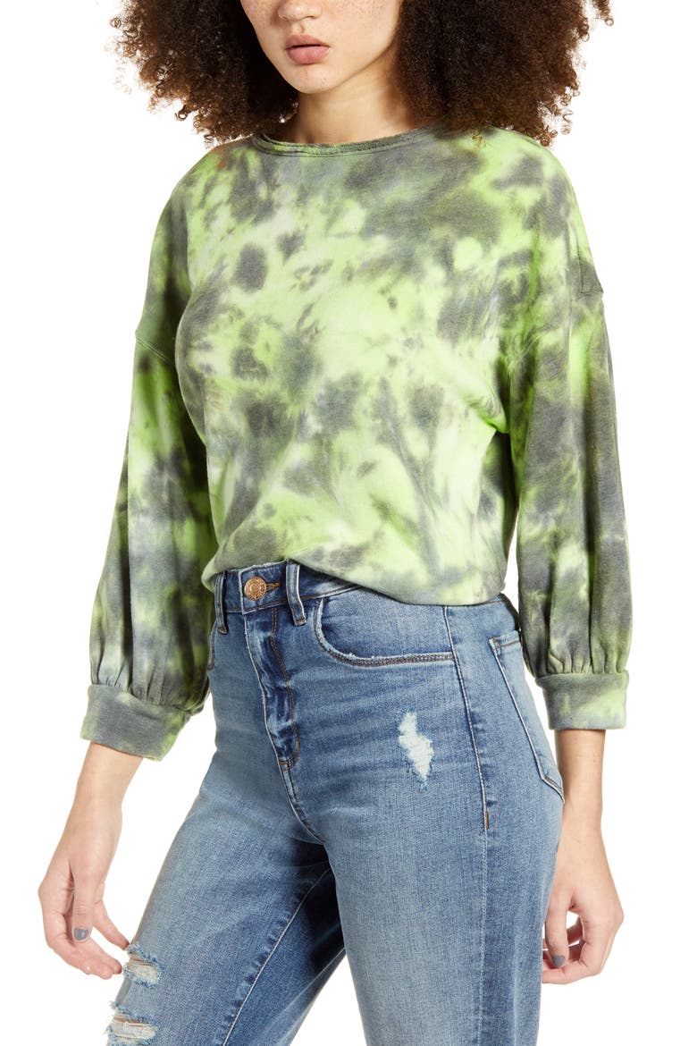 Tie Dye Crewneck Sweatshirt, Main, color, GREEN PUNCH TIE DYE