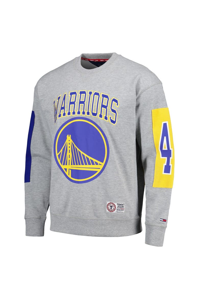 Men's Tommy Jeans Heather Gray Golden State Warriors Hayes Crew Neck Pullover Sweatshirt, Alternate, color, Heather Gray