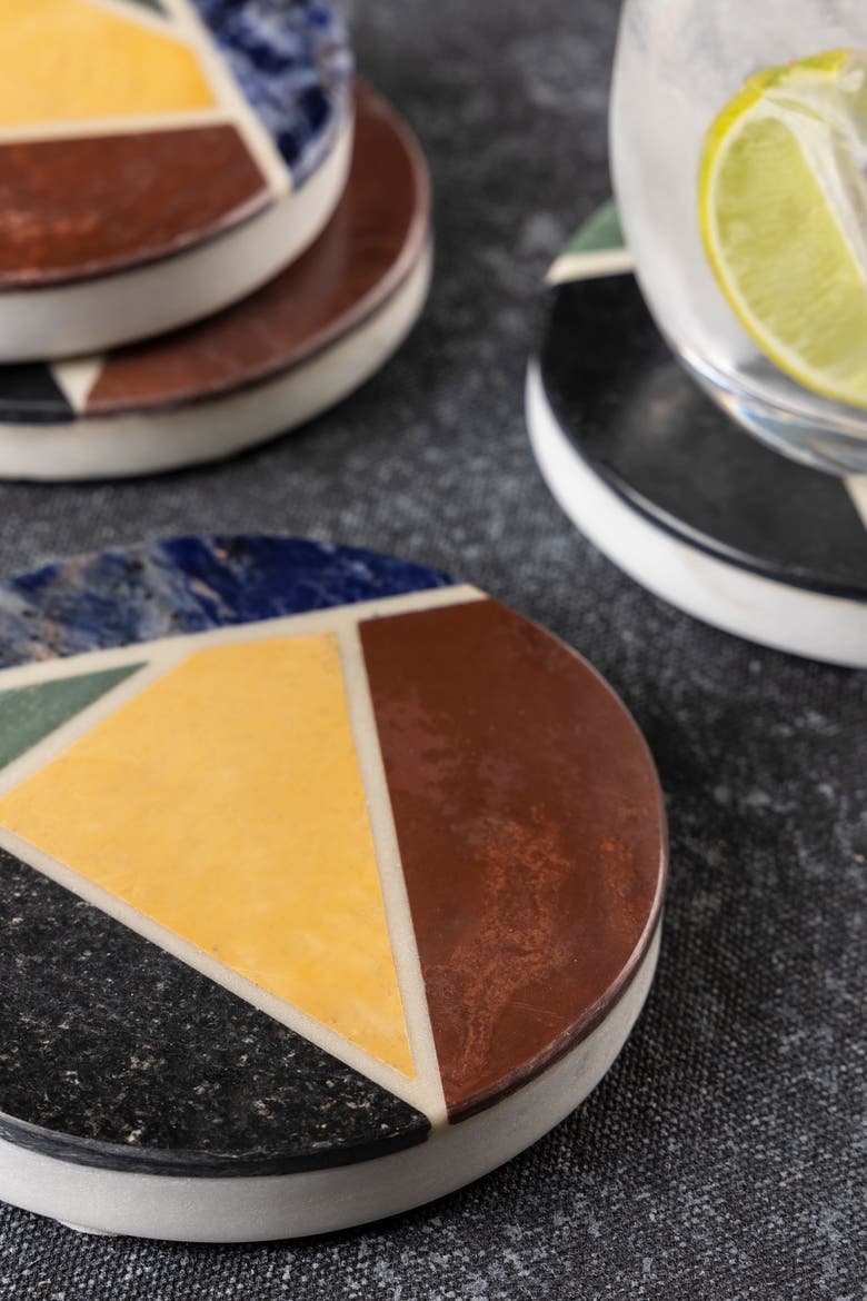 Bennett Marble Coasters, Alternate, color, White