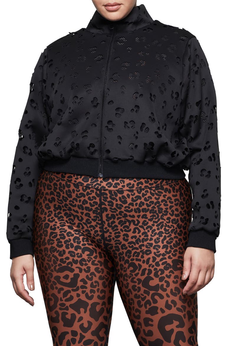 Laser Scuba Crop Jacket, Alternate, color, BLACK