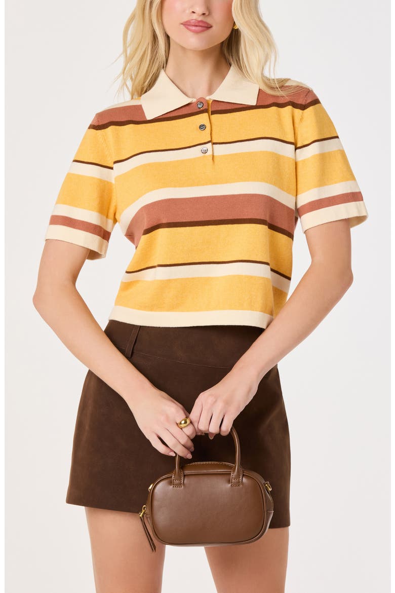 Brooklyn Stripe Short Sleeve Sweater Polo, Alternate, color, ORANGE MULTI STRIPE