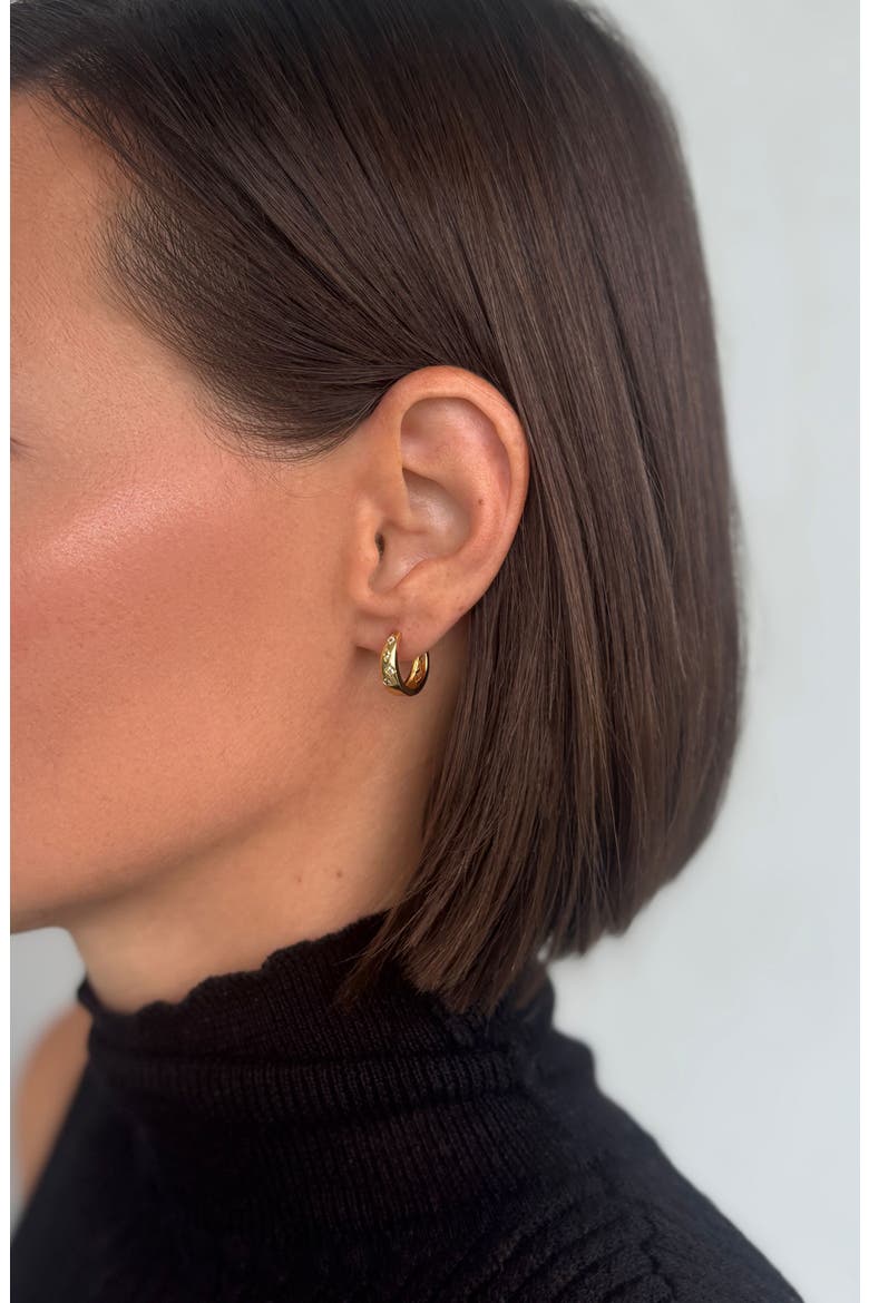 Cubic Zirconia Star Huggie Hoop Earrings, Alternate, color, GOLD