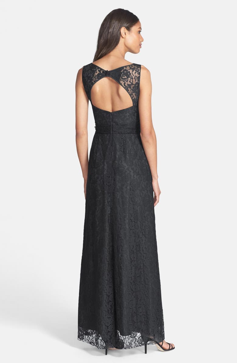 Amsale Illusion Yoke Lace Gown, Alternate, color, 