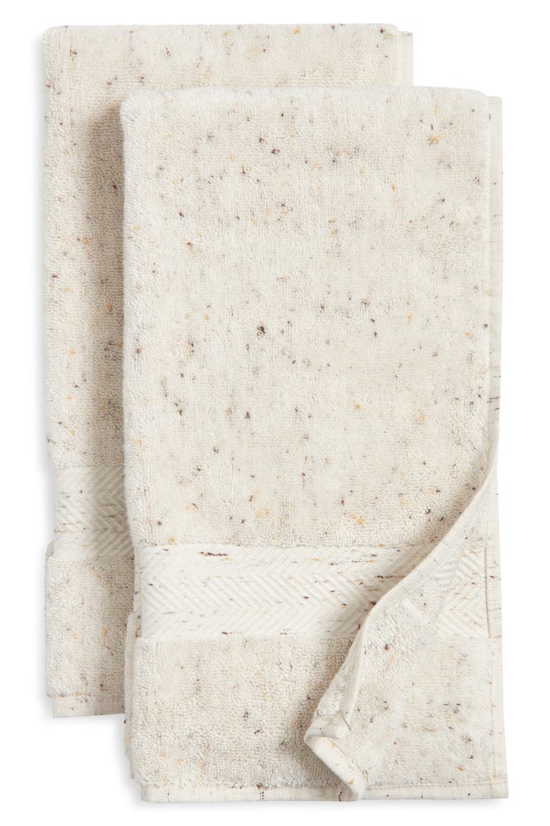 Speckle Set of Two Cotton Hand Towels, Main, color, IVORY EGRET MULTI